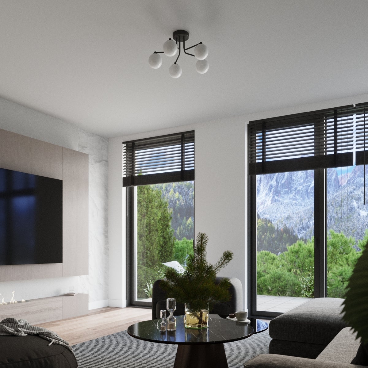 Żyrandol BEALY 5 czarny LED 4000K - 58x64x29cm Sollux - 5