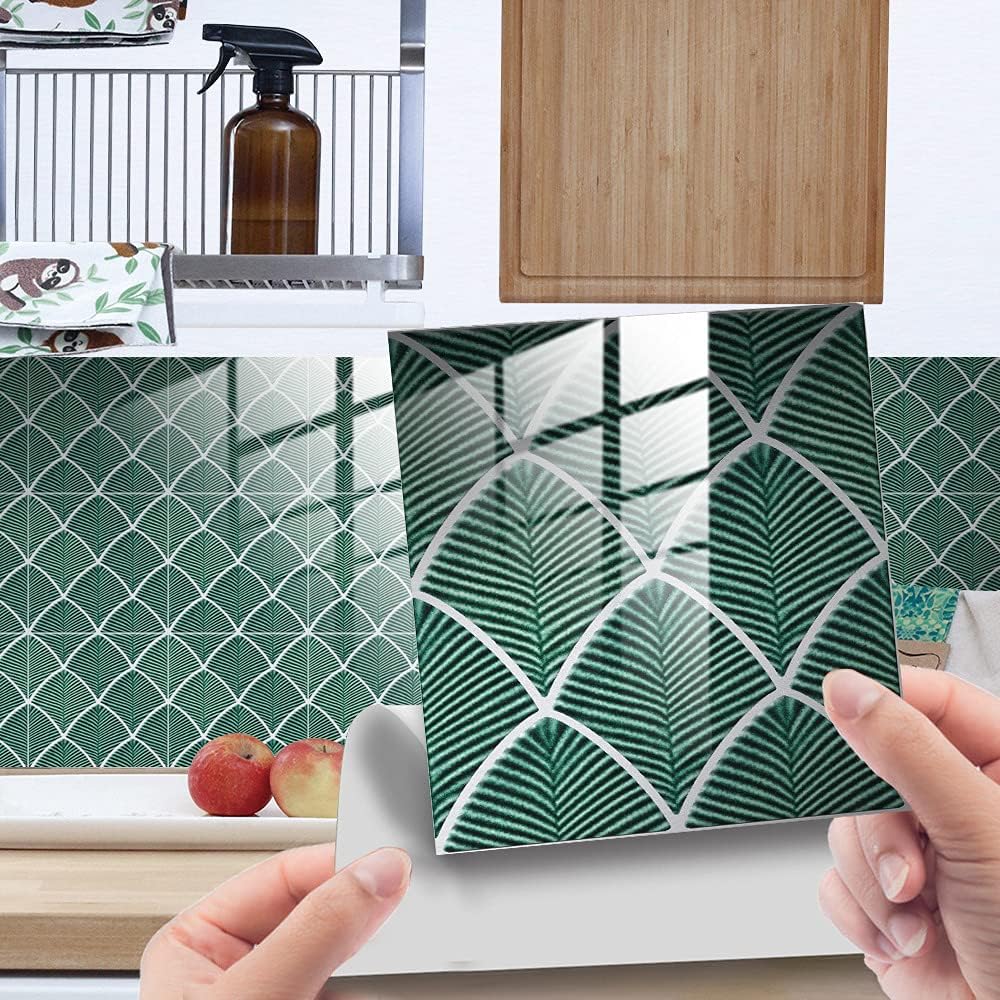 25 sztuk samoprzylepnych naklejek ściennych w kształcie mozaiki do dekoracji płytek ceramicznych i marmurowych, wodoodporna łazienka z liści palmowych