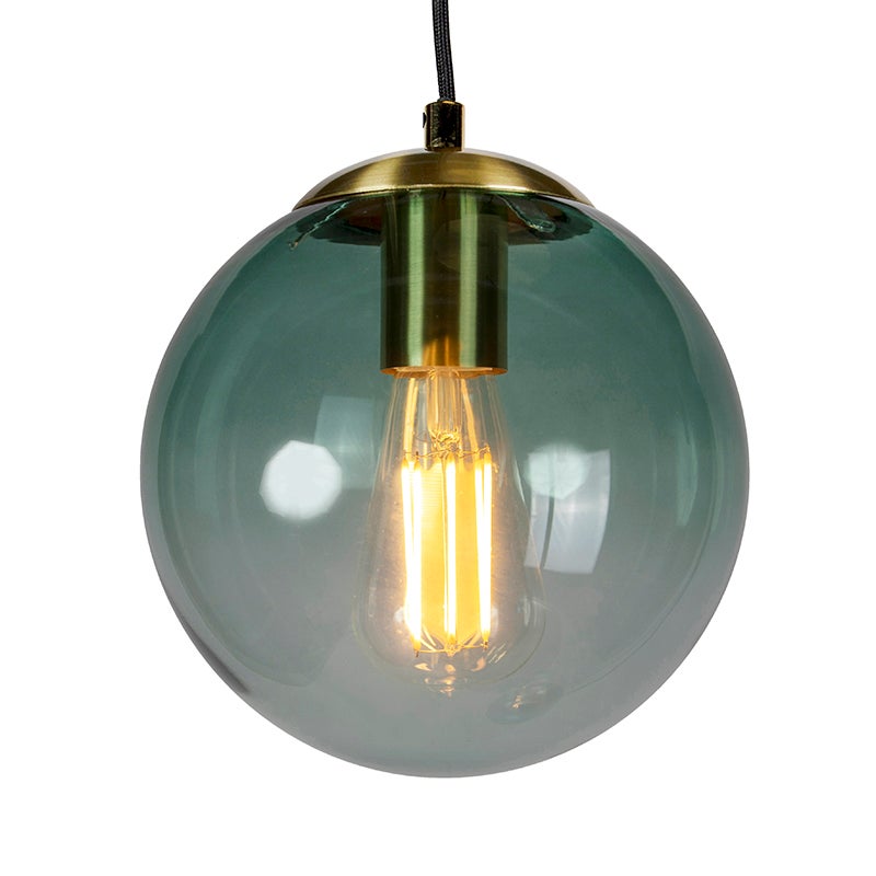 Qazqa art deco lampe suspendue - Pallon - doré/laiton, max. 25w, e27, à 3 lumières, 45cm, idéal pour la salle à manger - 6