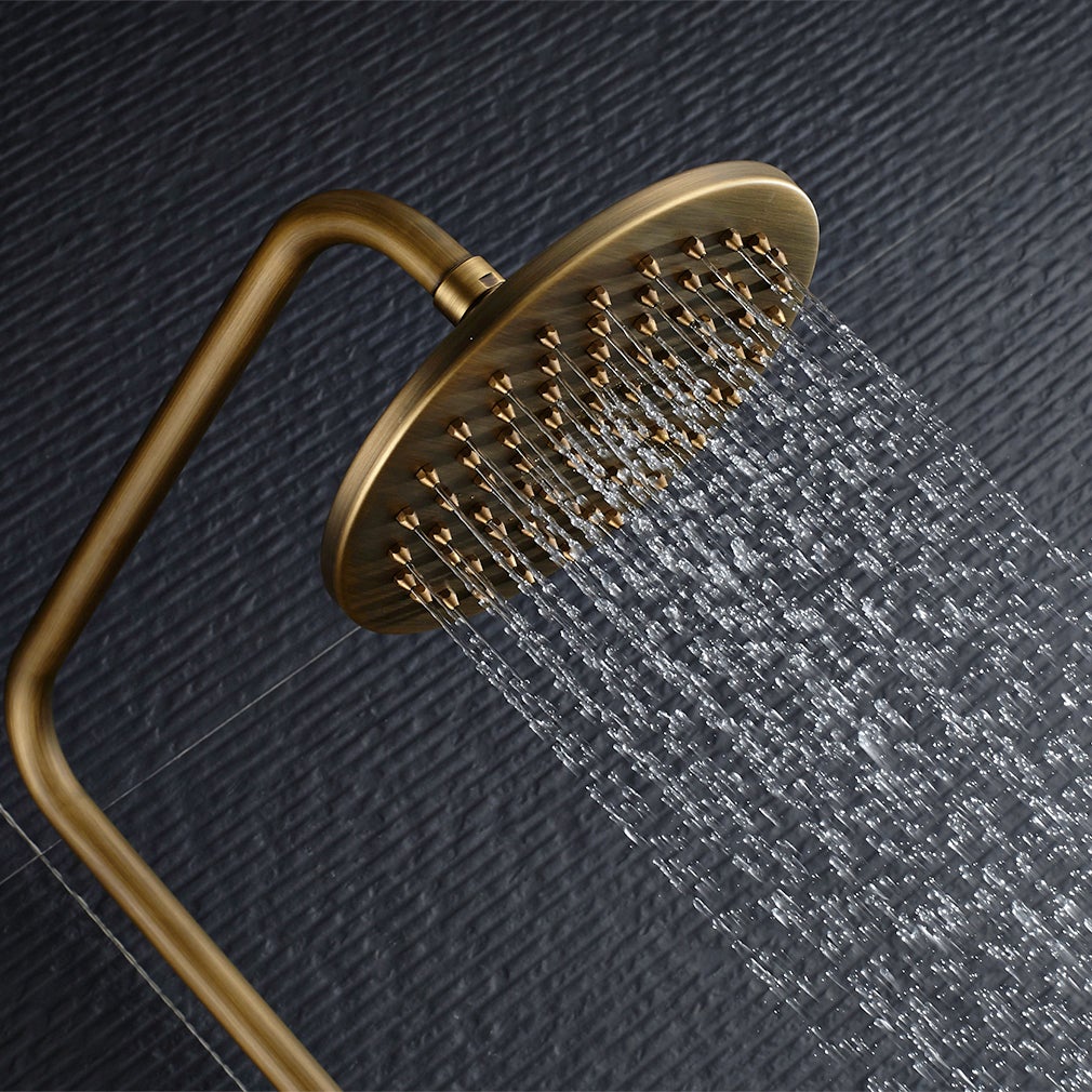 Auralum Max Colonne douche en laiton Bronze Rétro,Douche avec Mitigeur Mécanique,Hauteur Réglable+Robinet Lavabo Pivotant 360°,Eau Chaude/Froide,Doré - 3