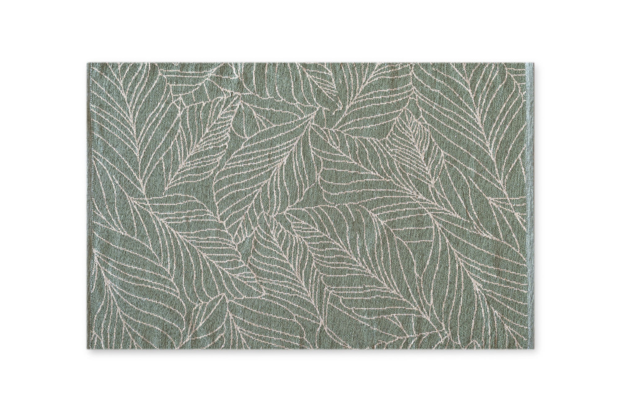 Dywan dwustronny z zielonymi liśćmi i złotą nicią 160x230cm