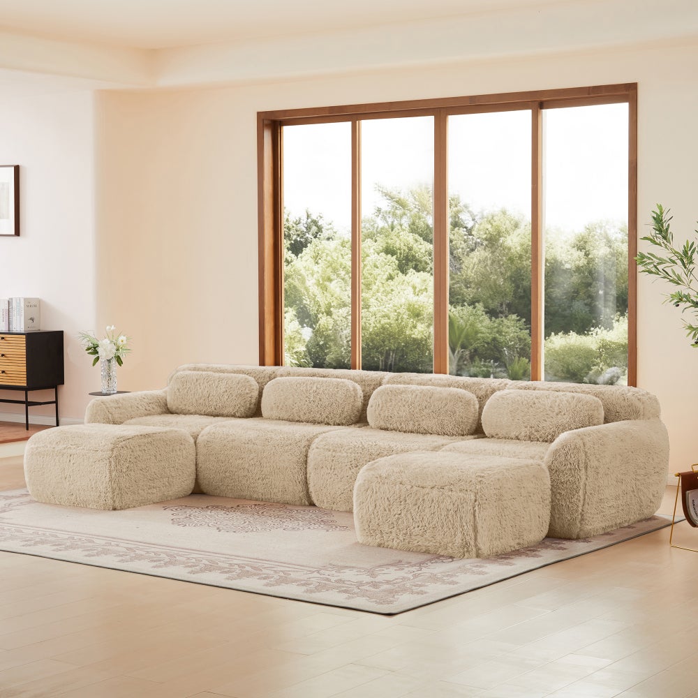 Sofa w kształcie litery U, modułowa, miękka, dowolnie łączona, nie wymaga montażu, z poduszkami