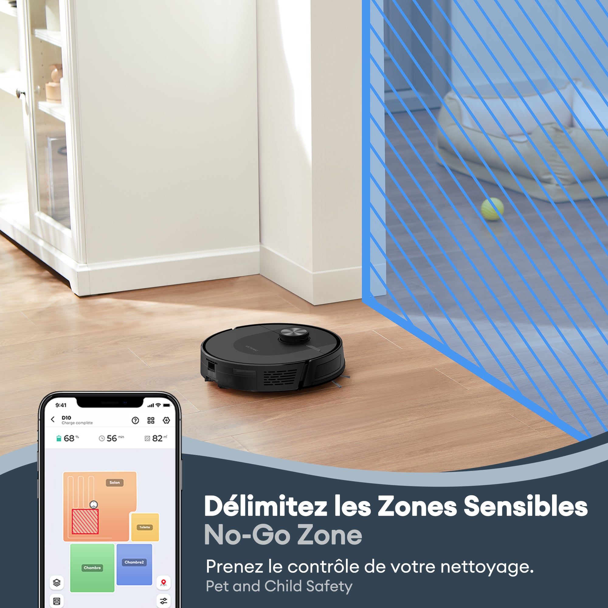 Ultenic DL10 Robot Aspirador y Fregasuelos con Navegación Láser, 8000Pa, 200Min, Robot Limpieza con Mapeo, Auto Carpet Boost, DL10 - 8