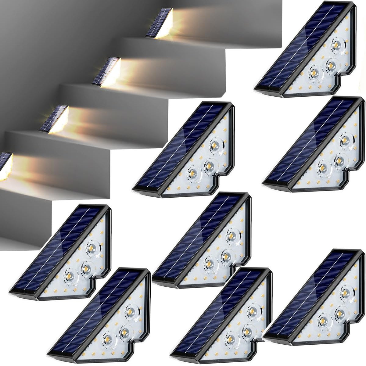 Lampy solarne ogrodowe LED do dekoracji podwórka na zewnątrz na ogrodzenie ścieżkę stopnie i schody wodoszczelność zestaw sztuk biały ciepły