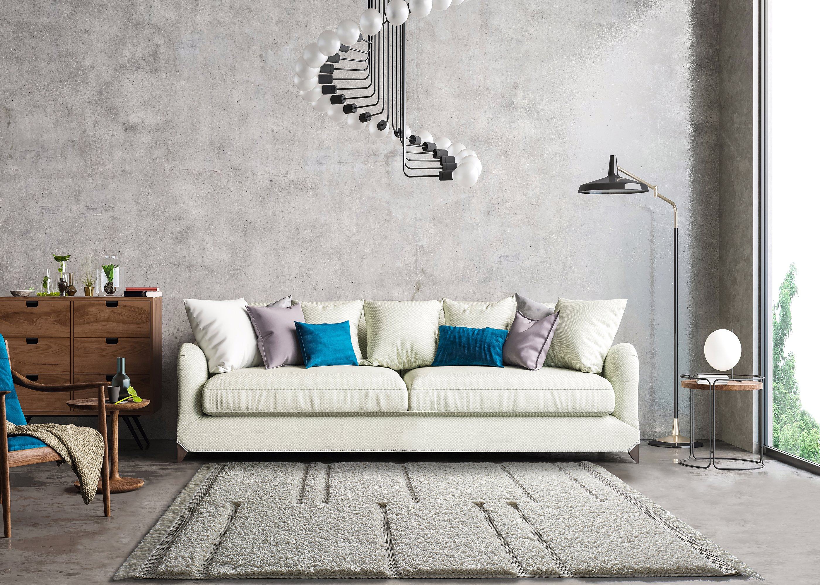 Alfombra interior blanco rectangular 130 x 195 cm kai shaggy étnico - atticgo