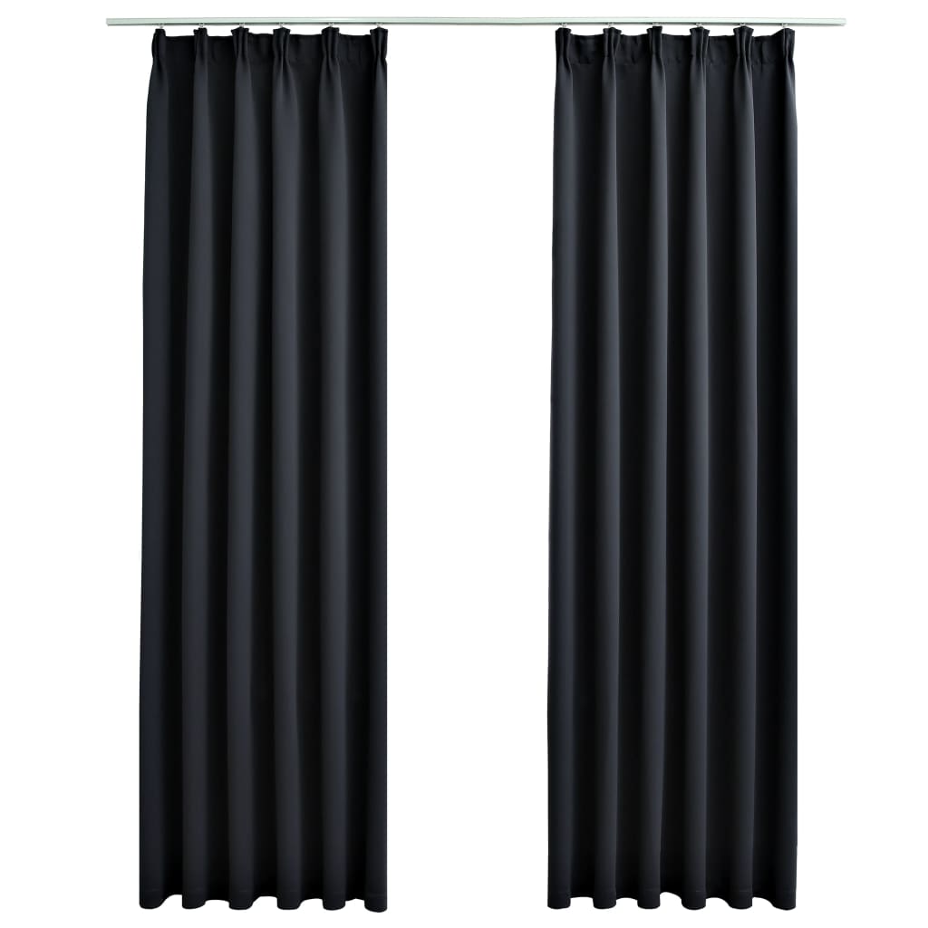 2 piezas cortinas opacas | cortinas oscurantes con ganchos negro 140x245 cm cfw31373