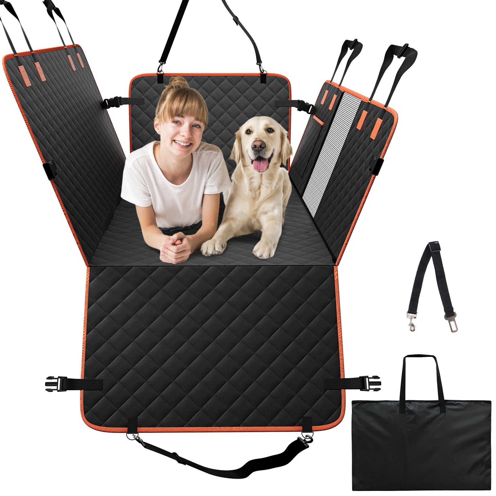 Housse Siège Voiture Chien 4 Couches Protection Imperméable - Avec Ceinture Sécurité Et Rabats