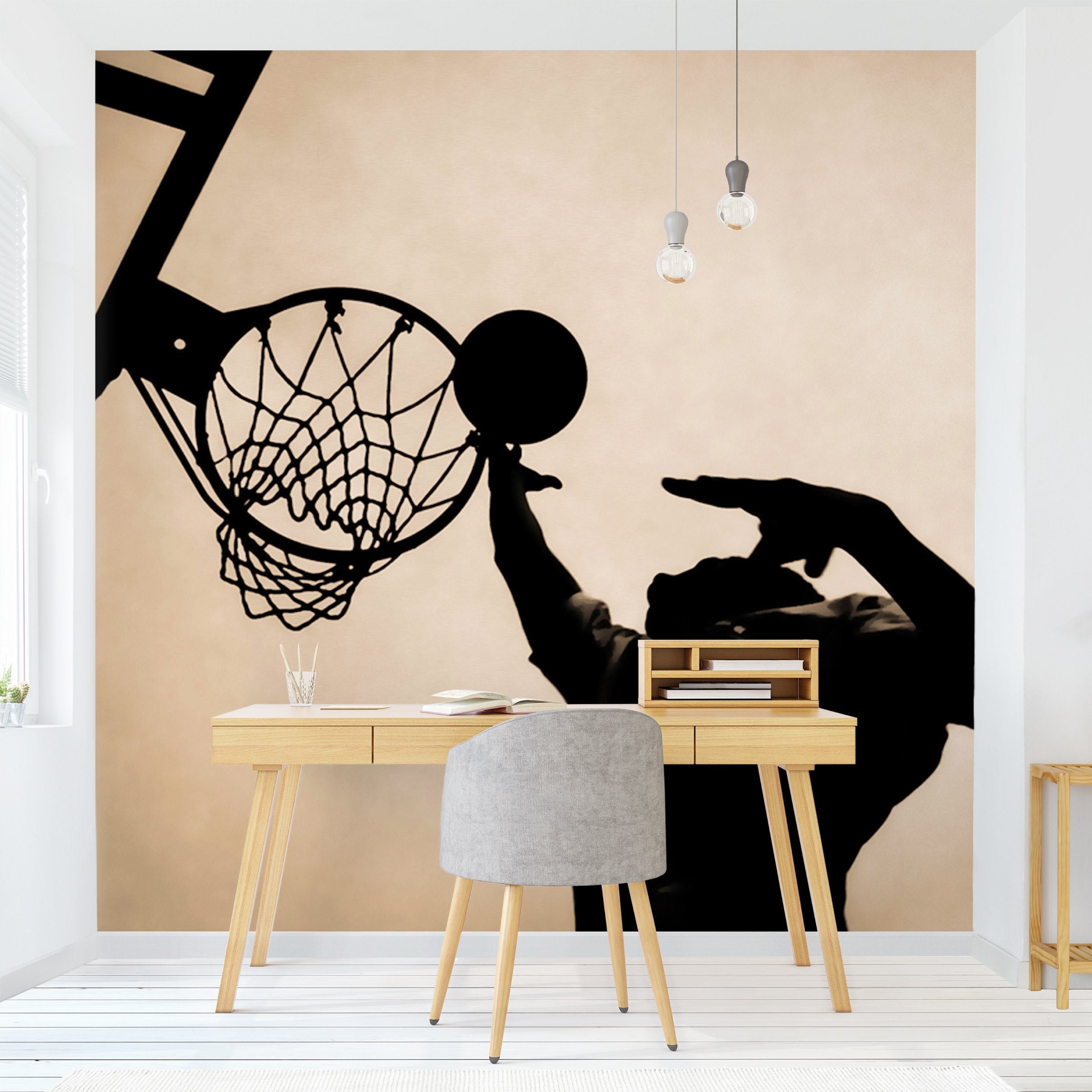 Papel pintado fotomural deportes baloncesto 14 - habitación infantil niño - tnt 240 x 240 cm adhesivo
