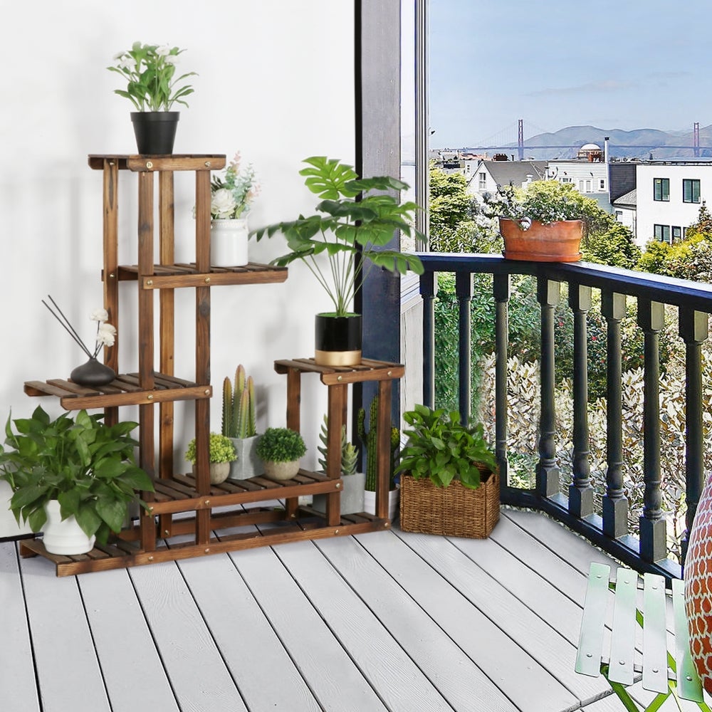Étagère à Fleurs à 5 Niveaux Porte-plantes en Bois pour Maison Balcon Terrasse Yaheetech - 2