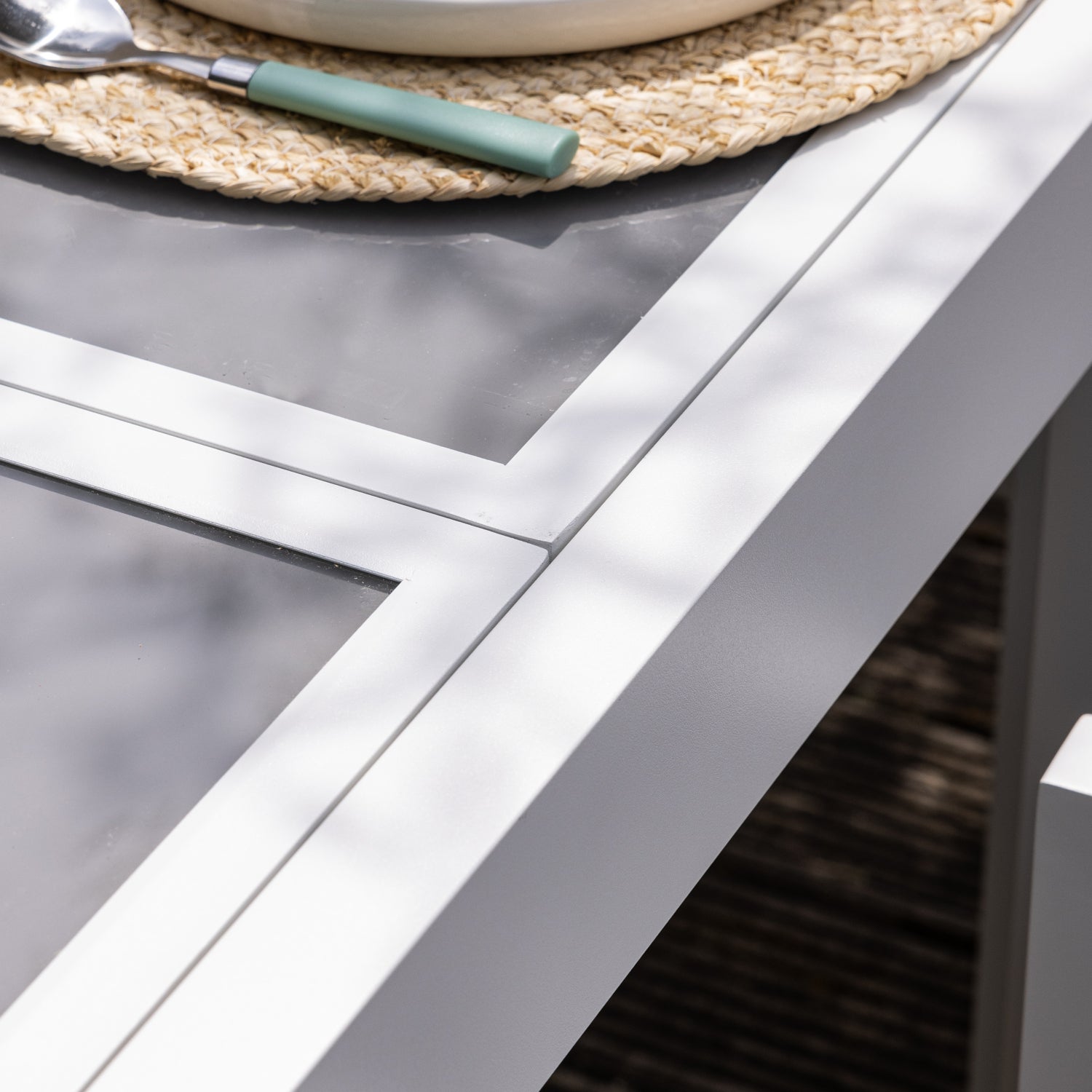 Salon de jardin 8 places gris et blanc aluminium LAMPEDUSA extensible - 9
