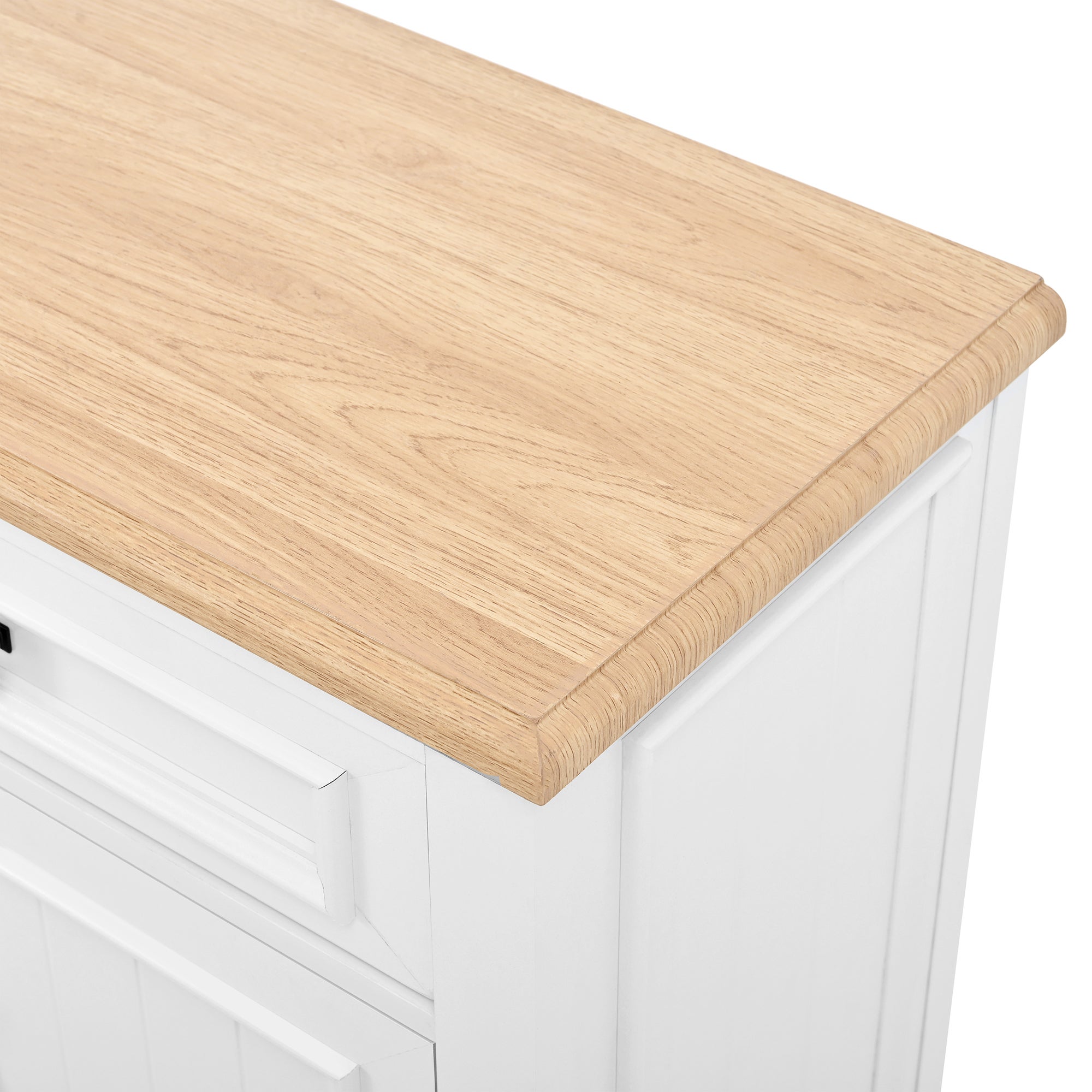 Nowoczesny buffet 160x35x76 cm - 3 szuflady i 4 fronty - Regulowane półki - MDF - Biały - 7