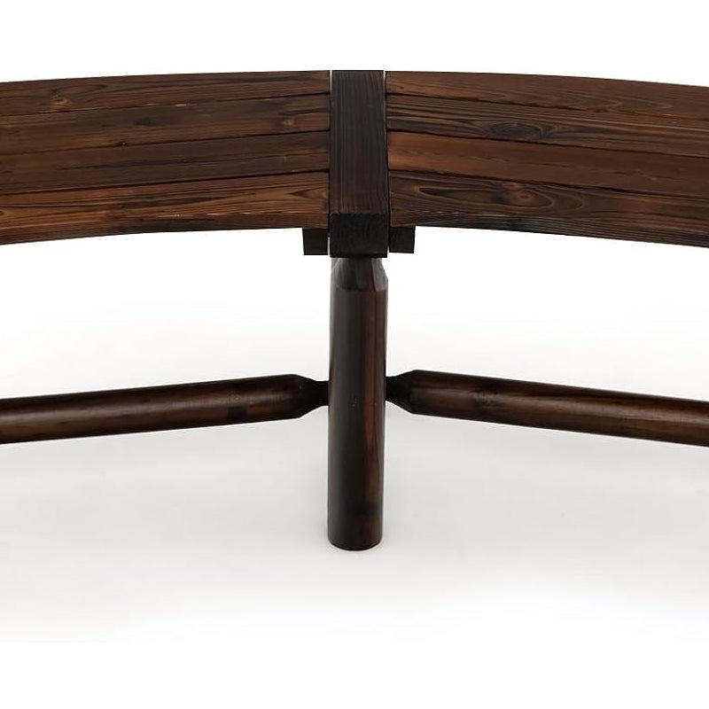 Ławka Ogrodowa dla 2 Osób, Zakrzywiona, Nośność 320 kg, 139 x 36 x 41 cm, z Drewna Świerkowego, Brązowe, Przestronne Siedzisko z Listewkam.