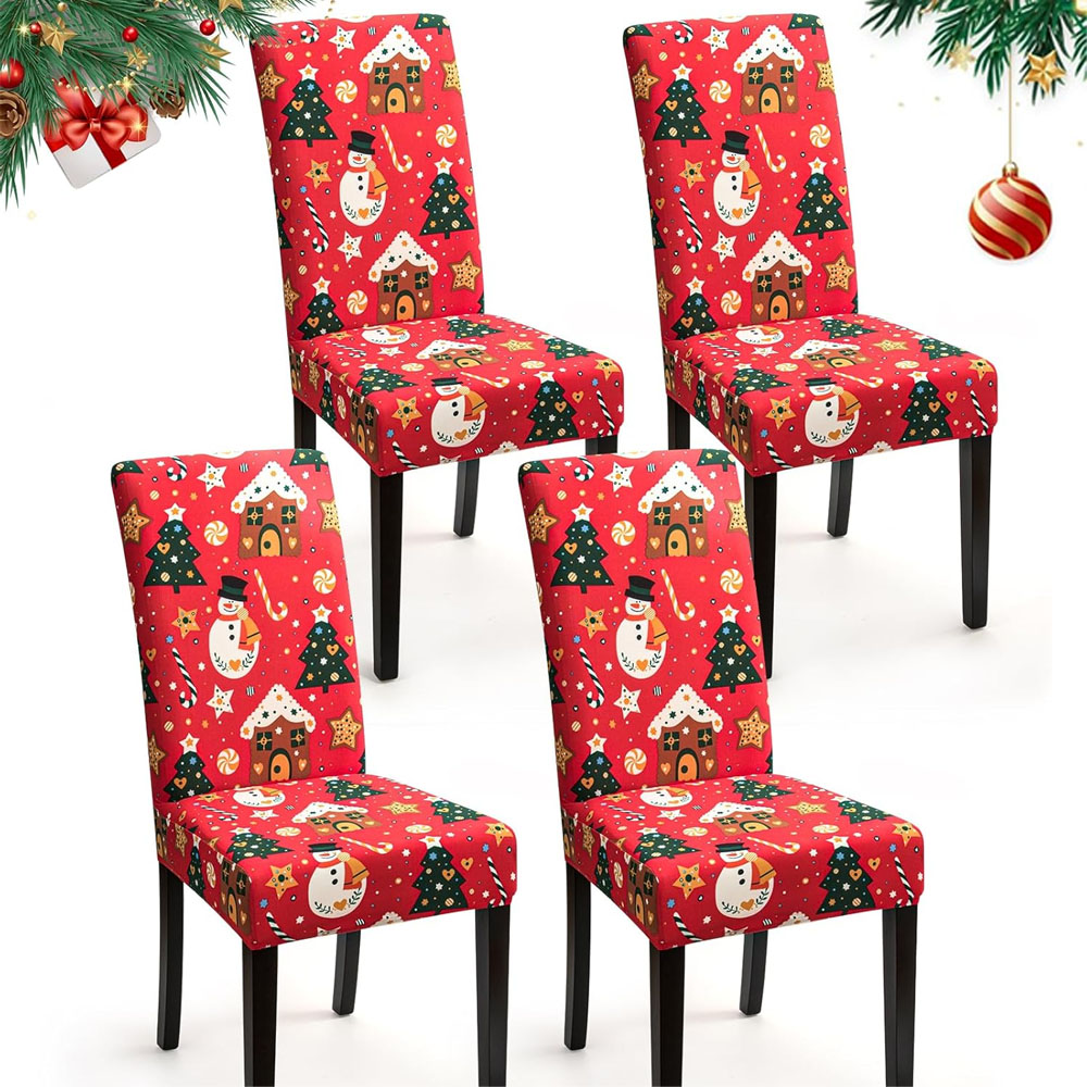 4 Coprisedia Rossi A Forma Di Cappello Di Babbo Natale – Per Sedie Da Pranzo – Decorazioni Natalizie