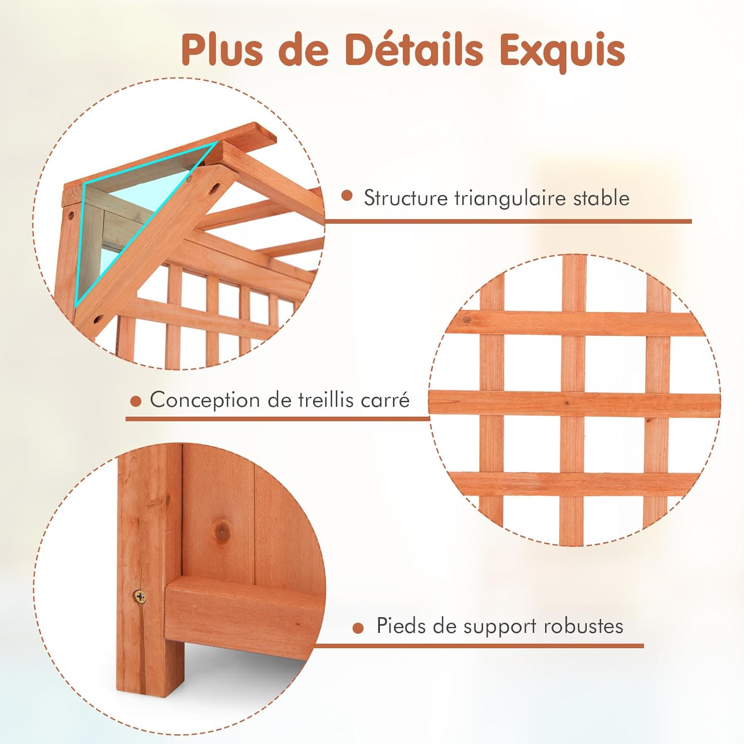 Jardinière avec Treillis 183cm en Bois, pour Plantes Grimpantes, Bac à Fleurs avec Trou de Drainage, 75x33x183CM - 5