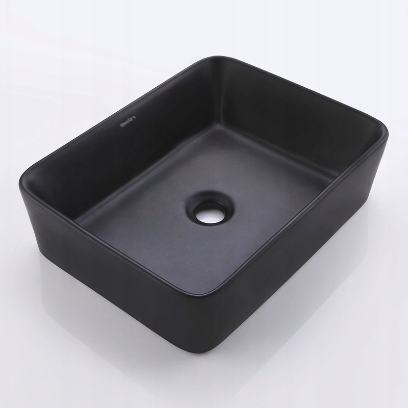 Umywalka nablatowa ceramiczna matowa czarna 48x36