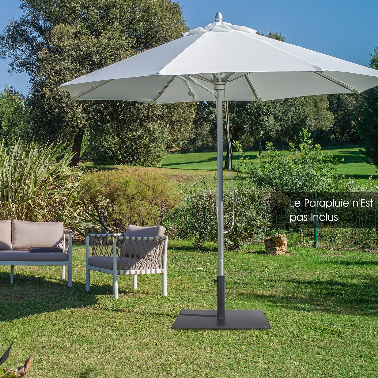 Pied de Parasol Lourd 50x50cm 16kg, Socle Parasol Extérieur Carré - 4