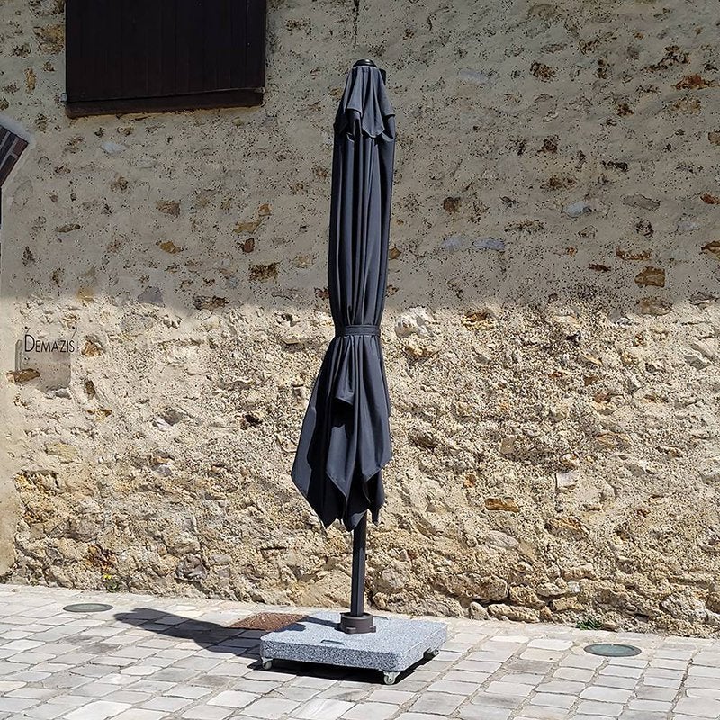 Pied de parasol en granite gris 102 kg avec roulettes Diamanta - 3