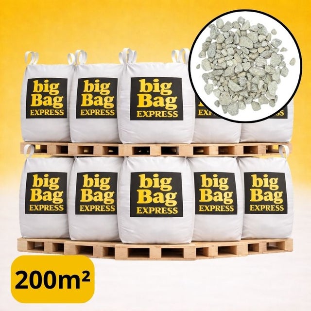 PACK 10 X BIG BAG de +/- 1,5T ≃ 200M² Gravillon ECO Blanc/Gris/Beige Calcaire Ø 6/14 mm - Livraison PREMIUM