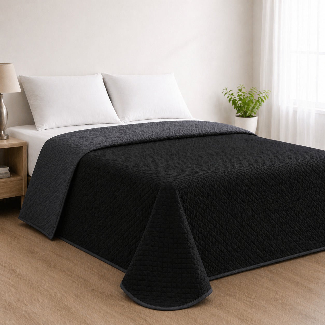 Colcha Bicolor Reversible Antracita/Negro Cama 180cm Donegal Collections - 5