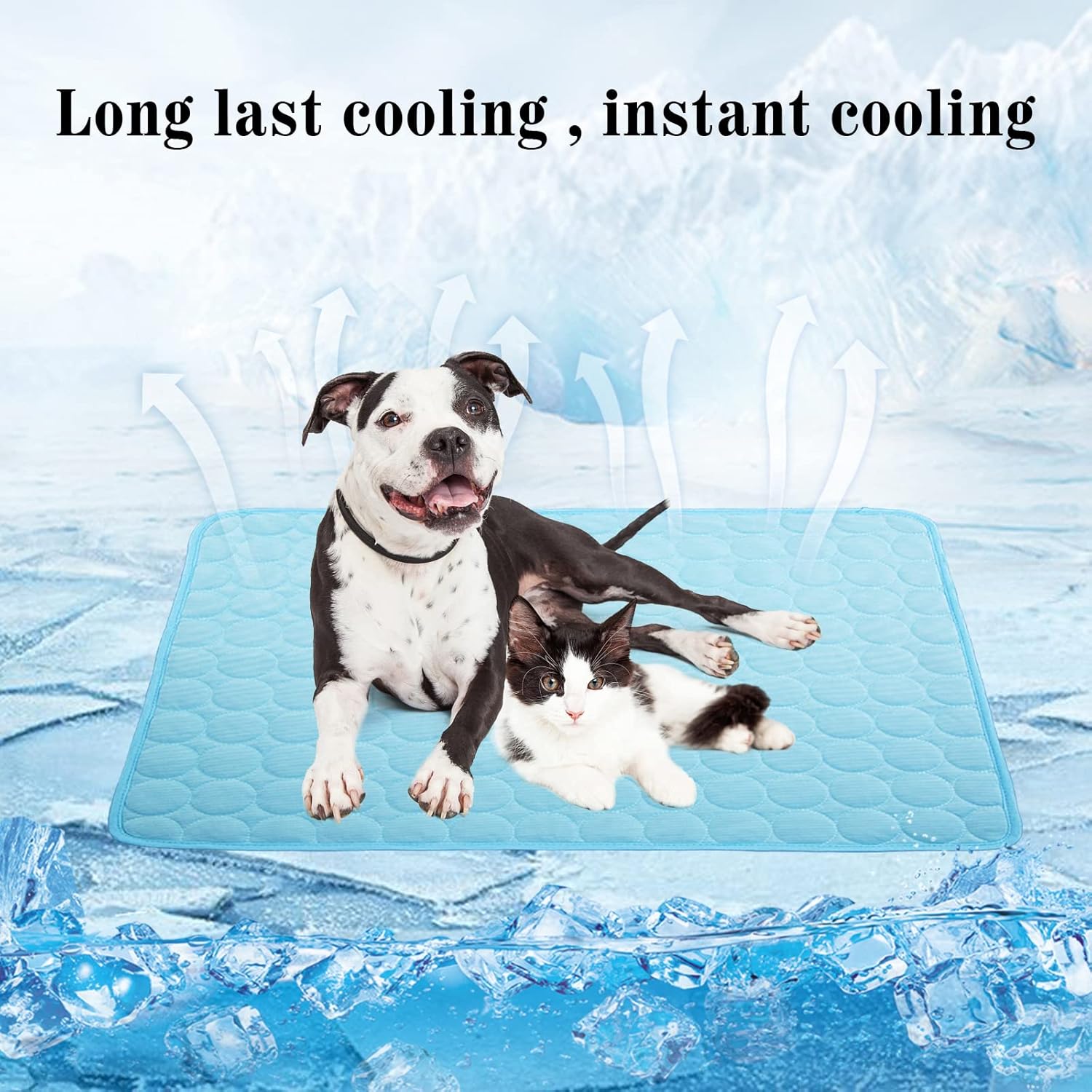 Tapis Rafraîchissant pour Chiens et Chats, Coussin de Tapis de Refroidissement en Soie Glacée, Silk Pet Cooling Mats pour Animaux (55 * 70CM, Bleu) - 3