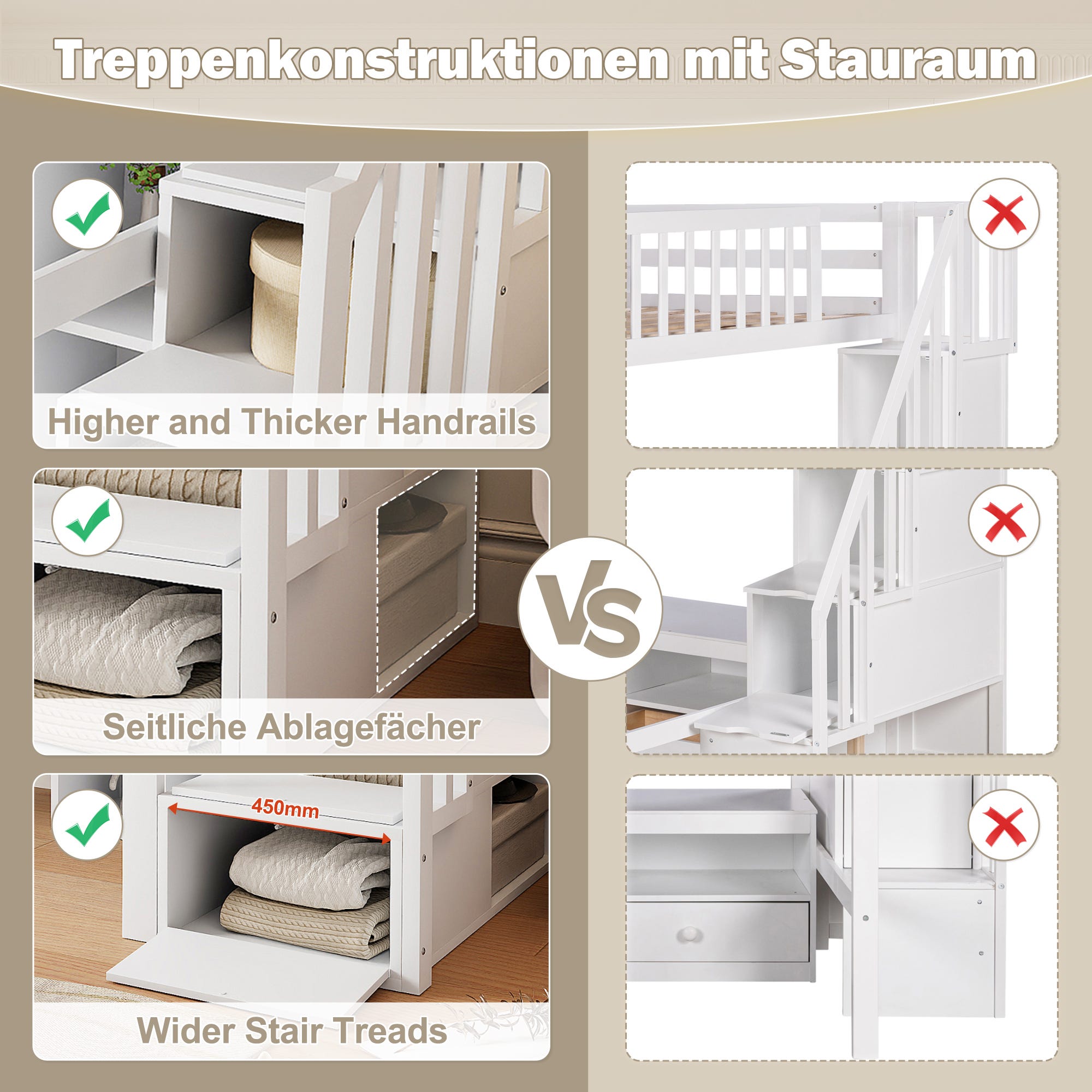 Image Rangement Tele Lit mezzanine blanc 90 x 200 cm avec bureau intégré, éclairage LED ...