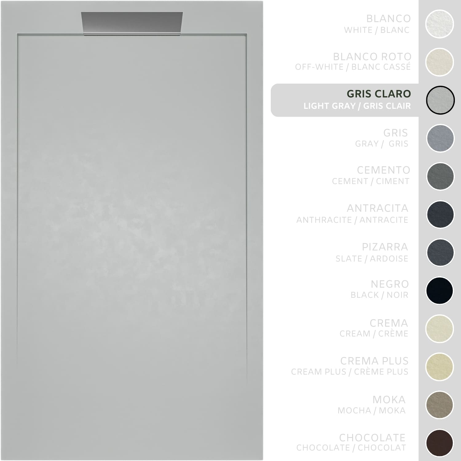 SOULHOME Brodzik prysznicowy– Żywica– Gel Coat– Gładka/Kamienna tekstura – Antypoślizgowy – jasnoszary– 130x90- Niski 3cm– Elegancki