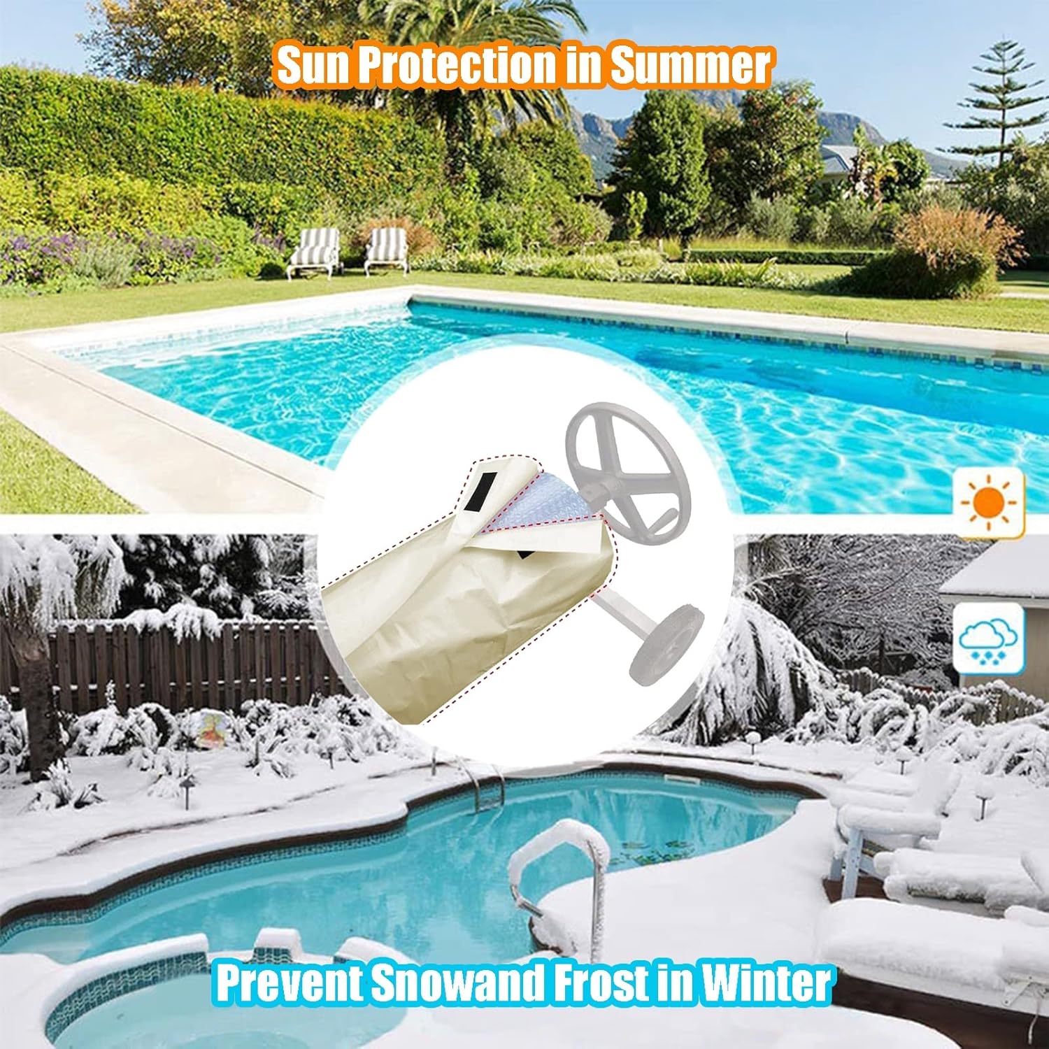 Couverture Enrouleur Bâche Piscine En Tissu Imperméable, Pare-Soleil, Anti-Poussière, Pour Jardin Extérieur——550*96cm vert - 2