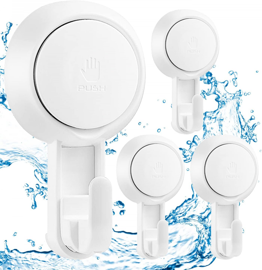 4 sztuki mocnego haka ściennego z przyssawką 5 kg, hak łazienkowy z przyssawką, wieszak na ręcznik, plastikowa przyssawka, biały