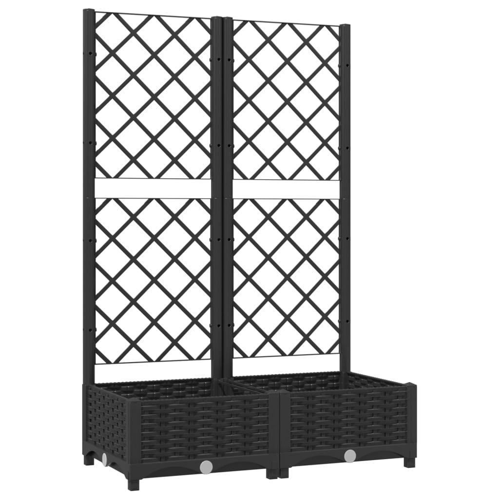 Maison Exclusive - Vaso de jardim com treliça preto 80x40x121,5 cm PP - 2