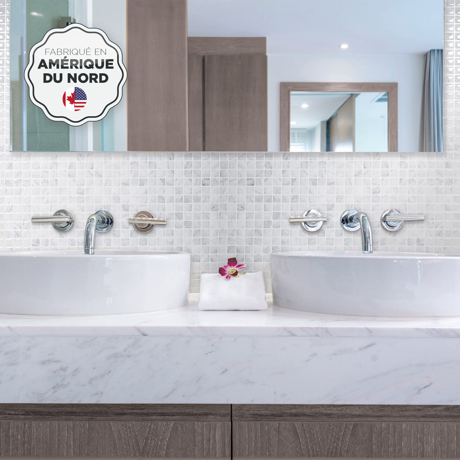 Carrelage adhésif mural XL x2, 57.3 x 29.41cm - Smart Tiles Blok Minimo gris, sticker tuile effet marbre - Salle de bain, cuisine - 2