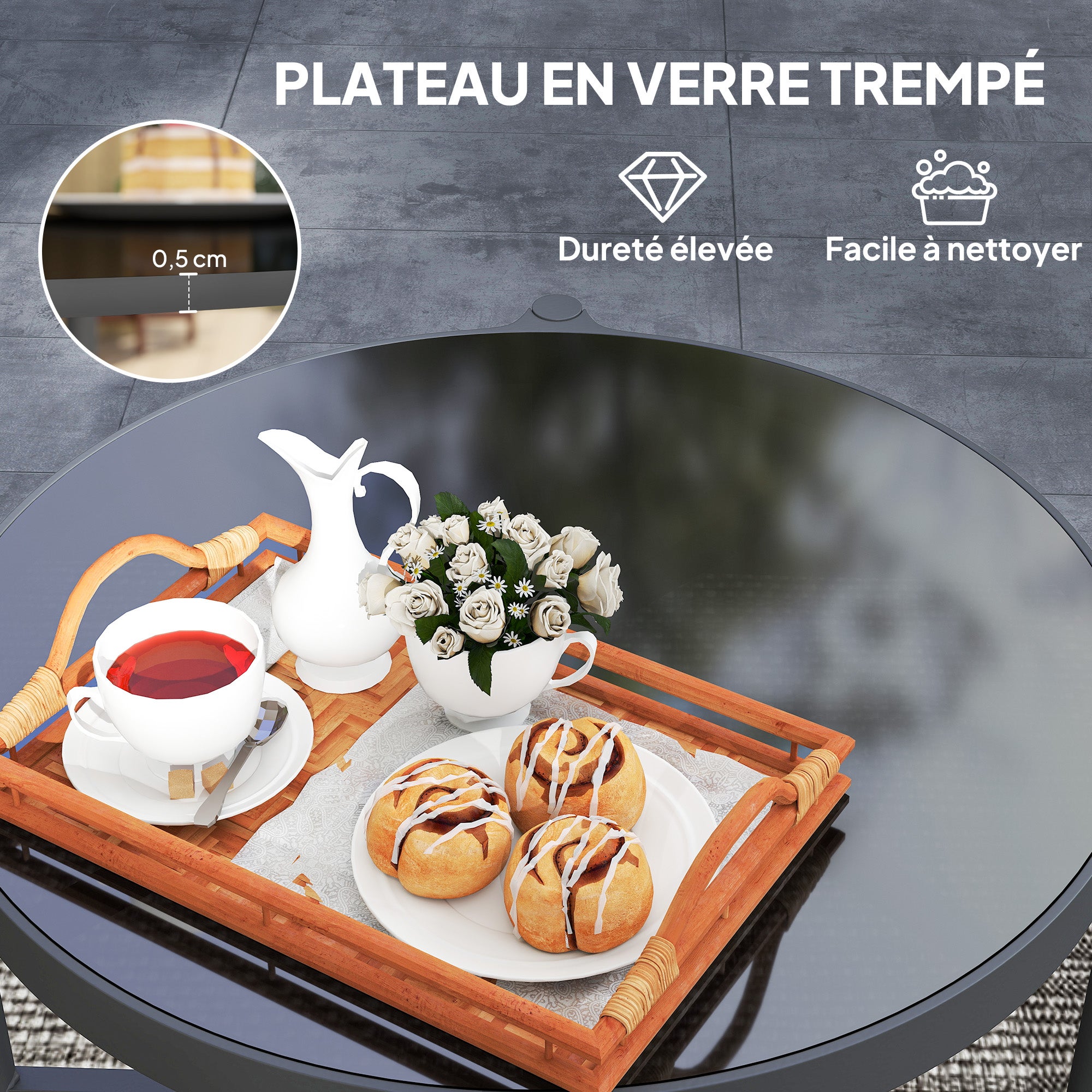 Tables gigognes de balcon Aluminium Outsunny - 5