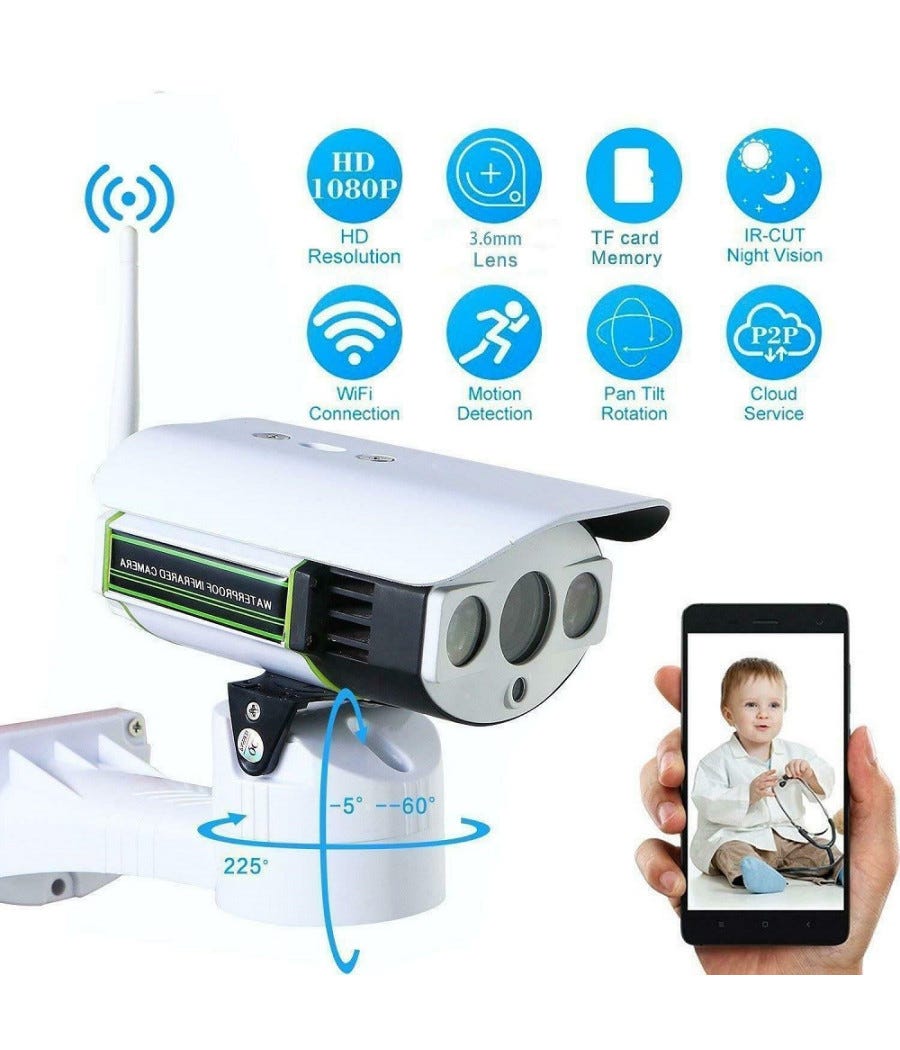Videocamera di sorveglianza robotica wireless WiFi a 360° HD a infraro Videocamera di sorveglianza robotica wireless WiFi a 360° HD a infraro
