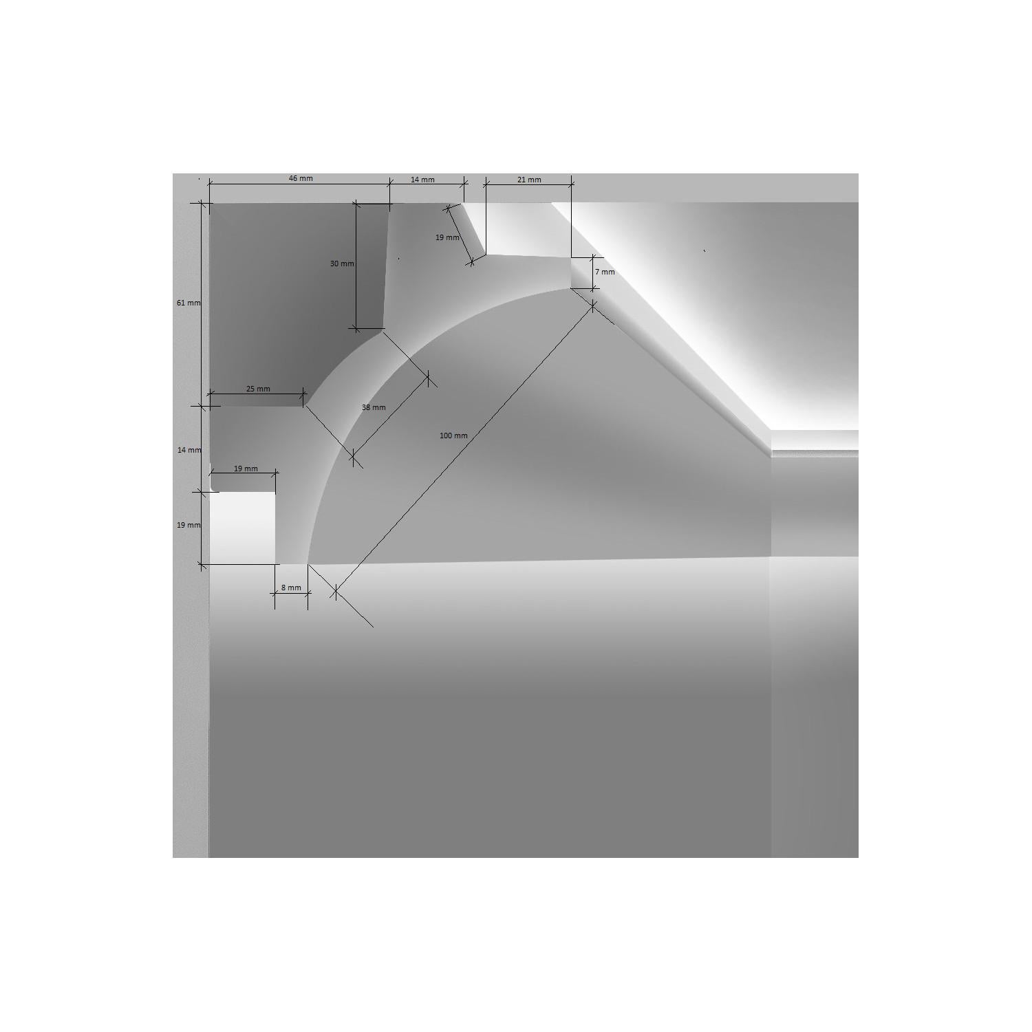 Moulure Arc Design pour 2 Rubans LED | Éclairage Décoratif Indirect| Installation Facile | 2m, Blanc, P.S - 5