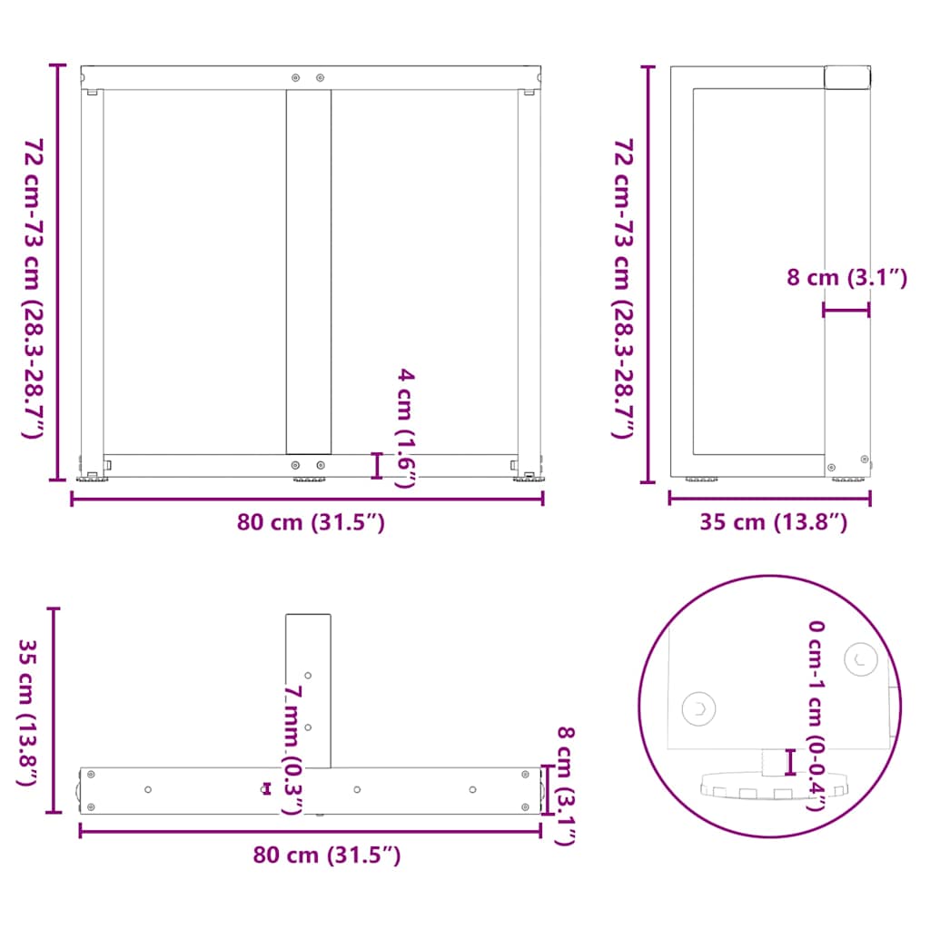 Pernas de mesa de jantar em forma de T?2 peças de aço preto - COMFORTXL - 9