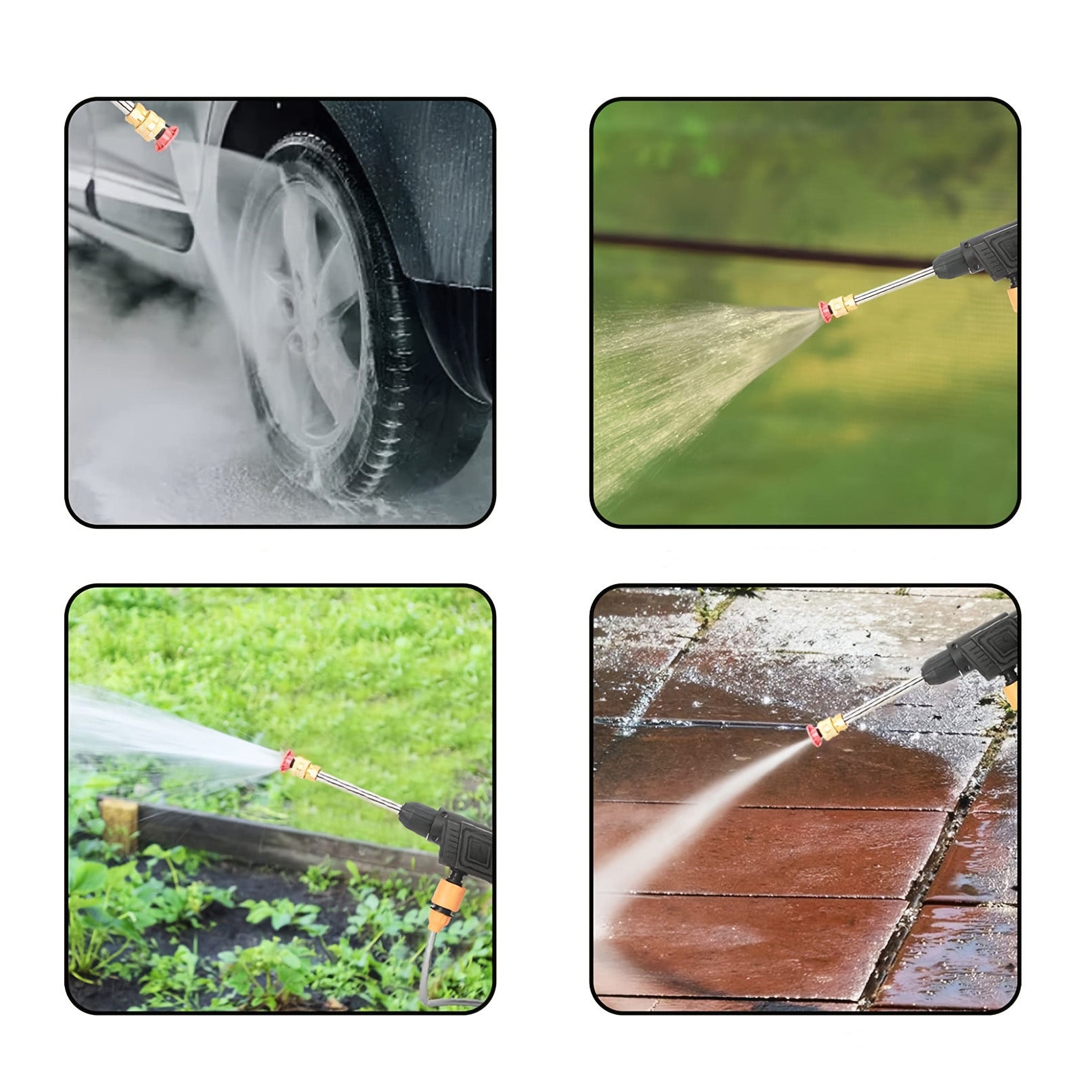 Pistola ad acqua per autolavaggio ad alta pressione senza fili, pistola ad acqua ricaricabile per la pulizia domestica con batteria, nera - 6