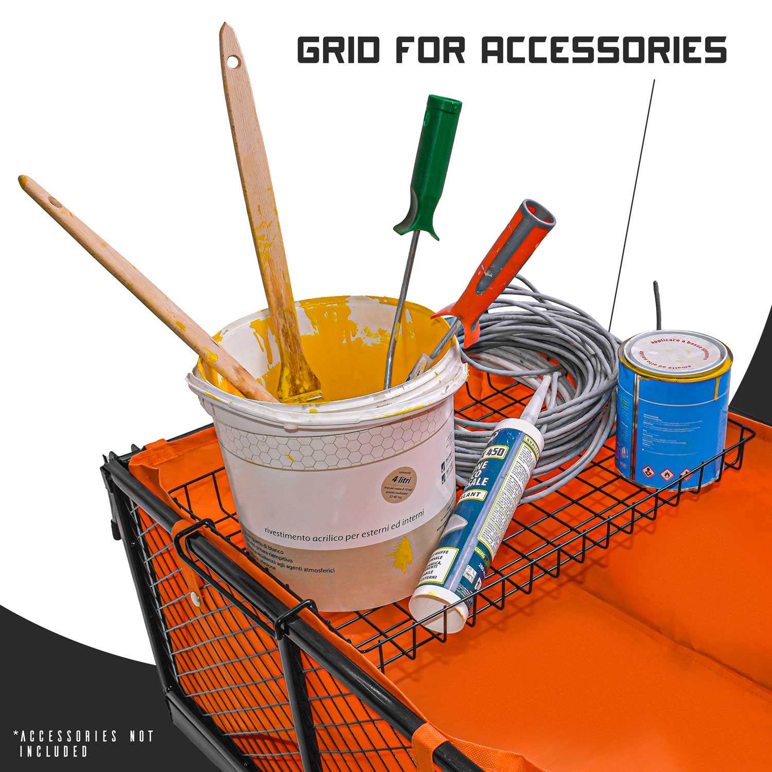 Chariot De Remorque Pour Outils De Jardin En Fer Avec Bâche Charge Maximale 550kg Avec Grille Supplémentaire - 4