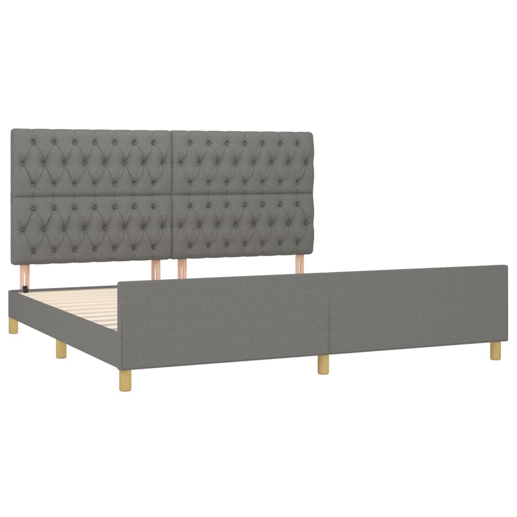 Cadre de lit sans matelas avec tête de lit en tissu pour la chambre, 200 × 200 cm - 4