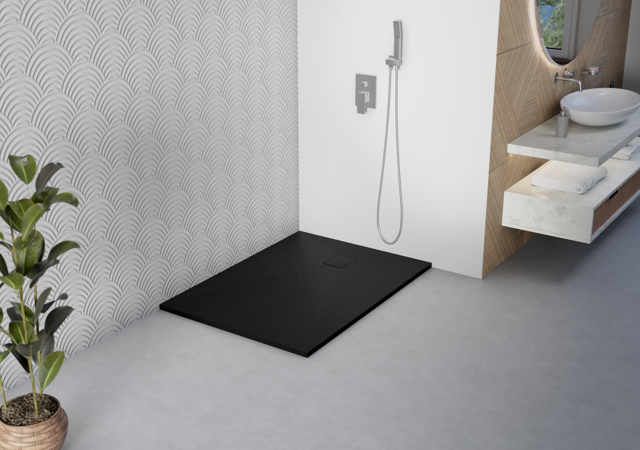 Brodzik STONE SEVANTE prostokątny 120x80 czarny z syfonem 1 szt.