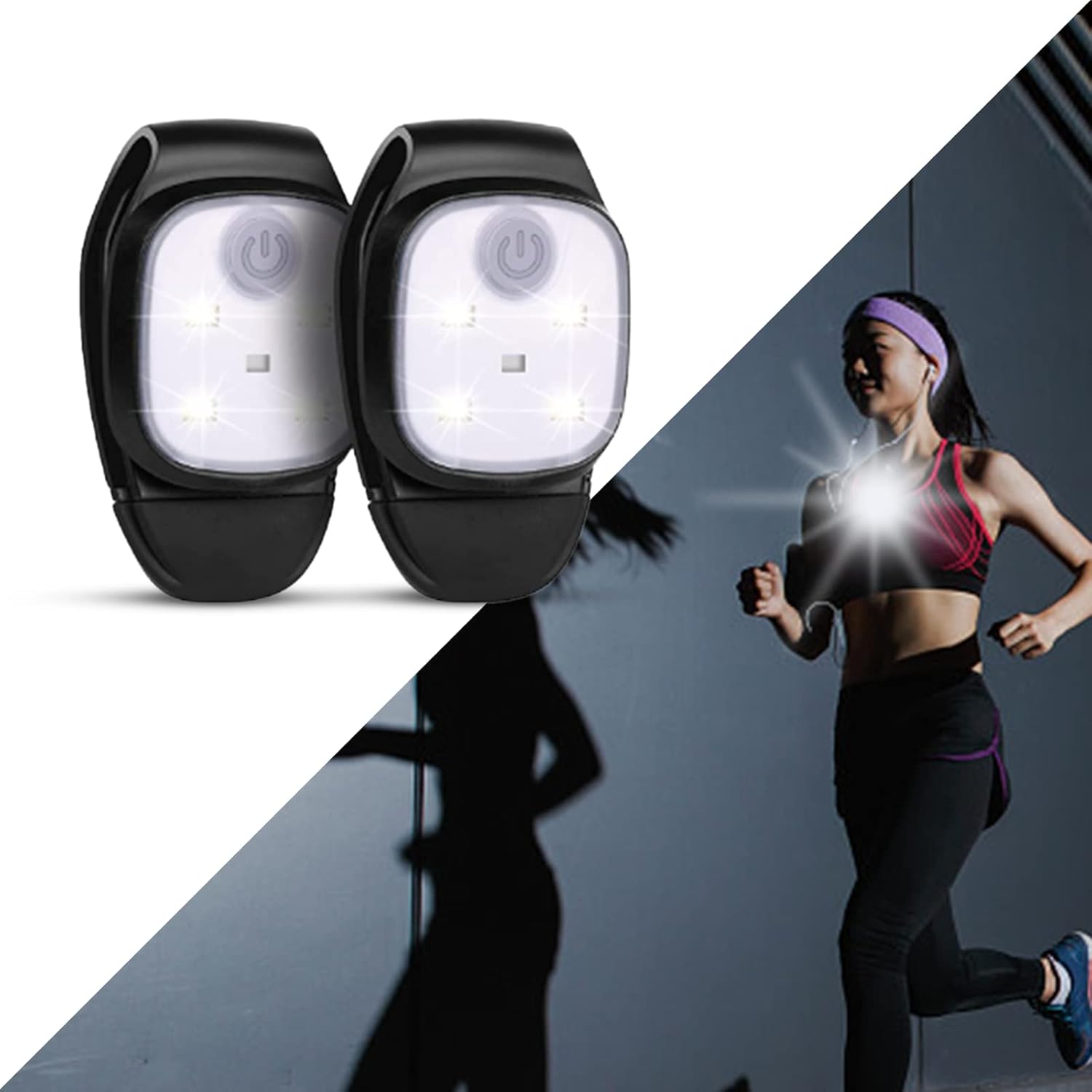 Luci LED Ricaricabili Per Corsa - 2 Pezzi, Clip Reggibili, Per Jogging E Sport Notturni