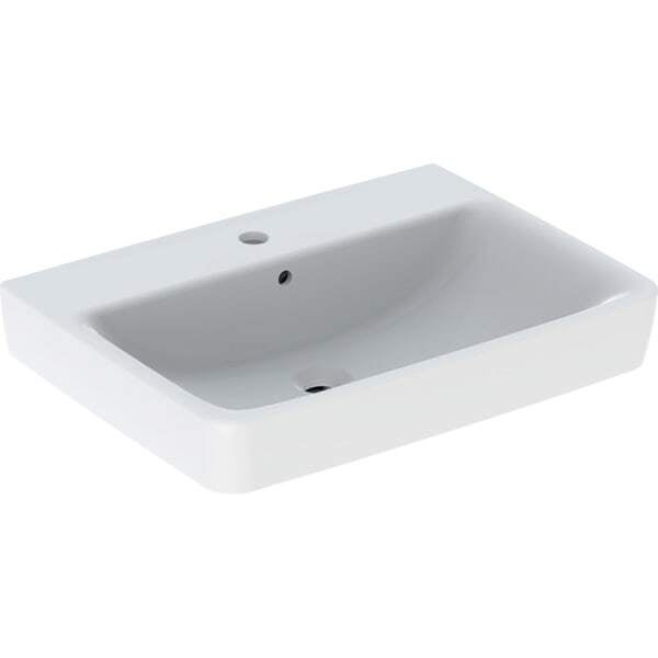 Geberit renova plan, lavabo, 65x48 cm, 1 agujero para grifo, con rebosadero, 501640, 501.640.00.1, color: blanco mate