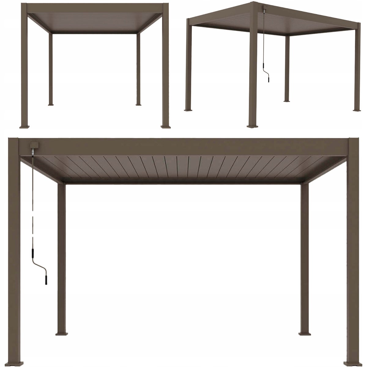 Pergola Tarasowa 3x4 Aluminiowa Ogrodowa Elegance Gutroof Na Taras Brąz 1 szt