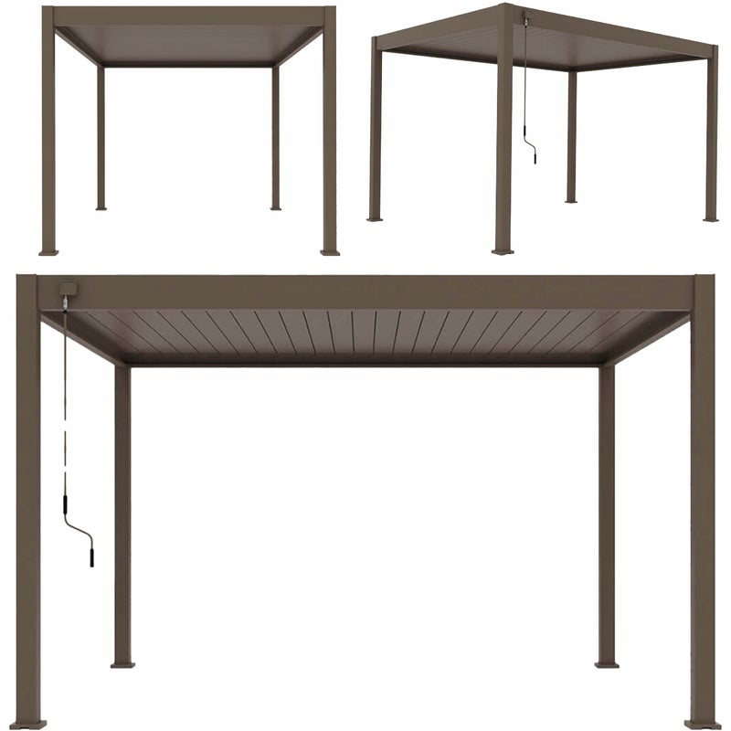 Pergola Tarasowa 3x4 Aluminiowa Ogrodowa Elegance Gutroof Na Taras Brąz 1 szt