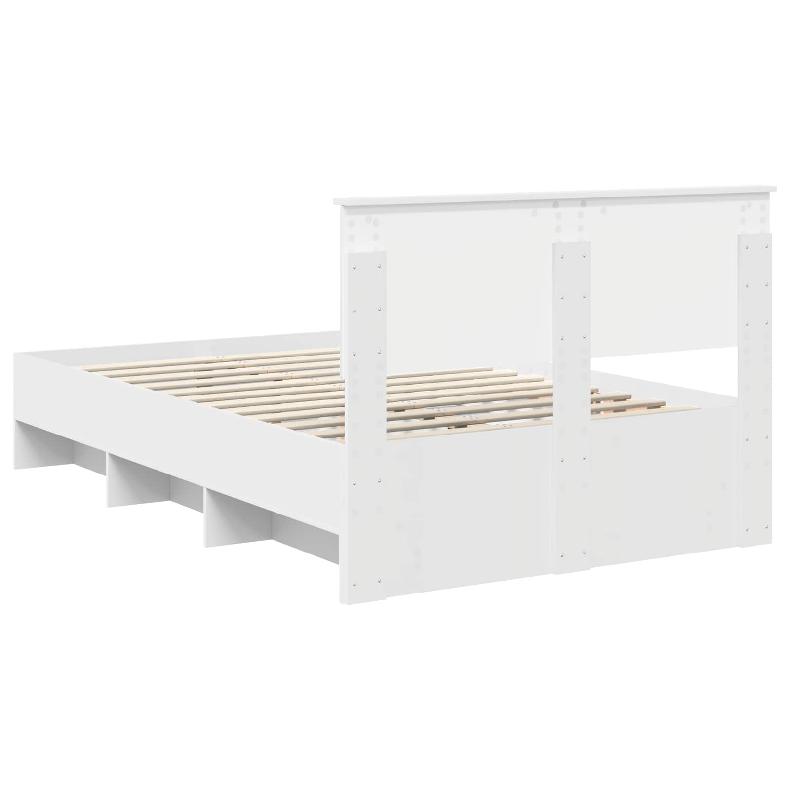 Cadre de lit blanc 120 x 123 cm en panneau de bois - 9