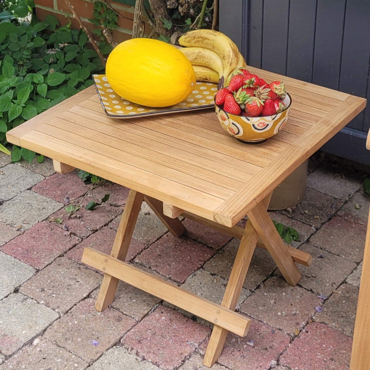 Table basse de jardin carré en Teck Marron - 3