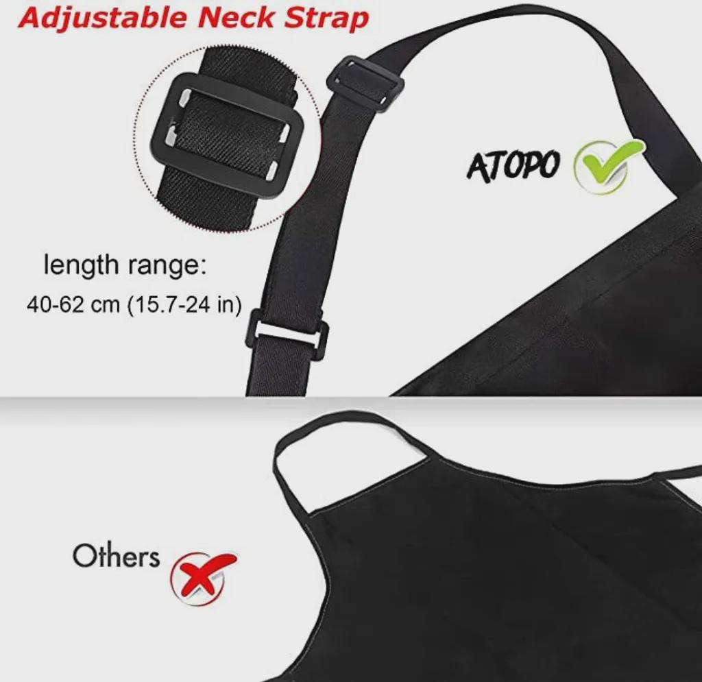 Tablier de cuisine 4 pièces, tablier noir pour hommes et femmes, tablier imperméable avec 2 poches, tablier tour de cou réglable pour la cuisine - 3