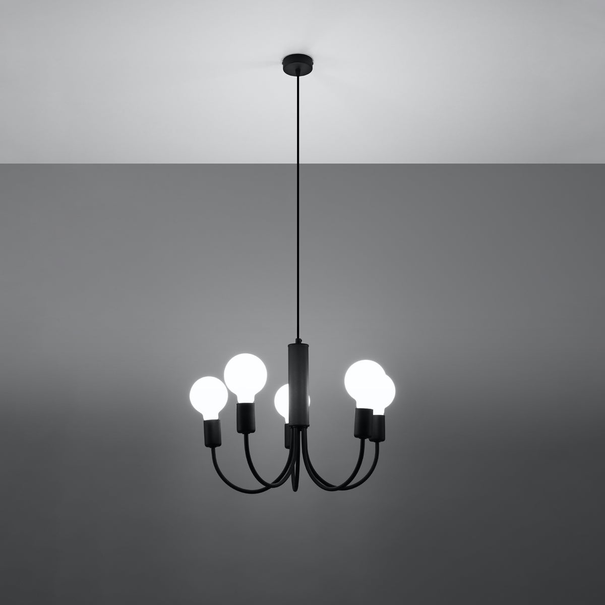 Żyrandol MINIMO 5 czarny LED 3000K - 45x45x100cm Sollux