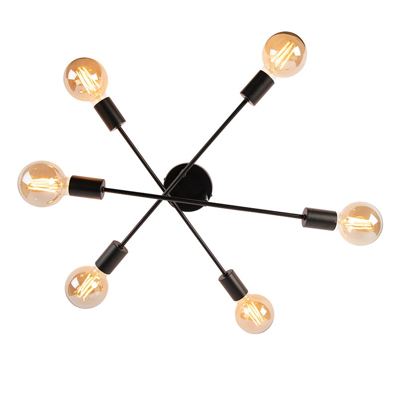 Industrialna lampa sufitowa czarna 6 świateł - Sydney - 8
