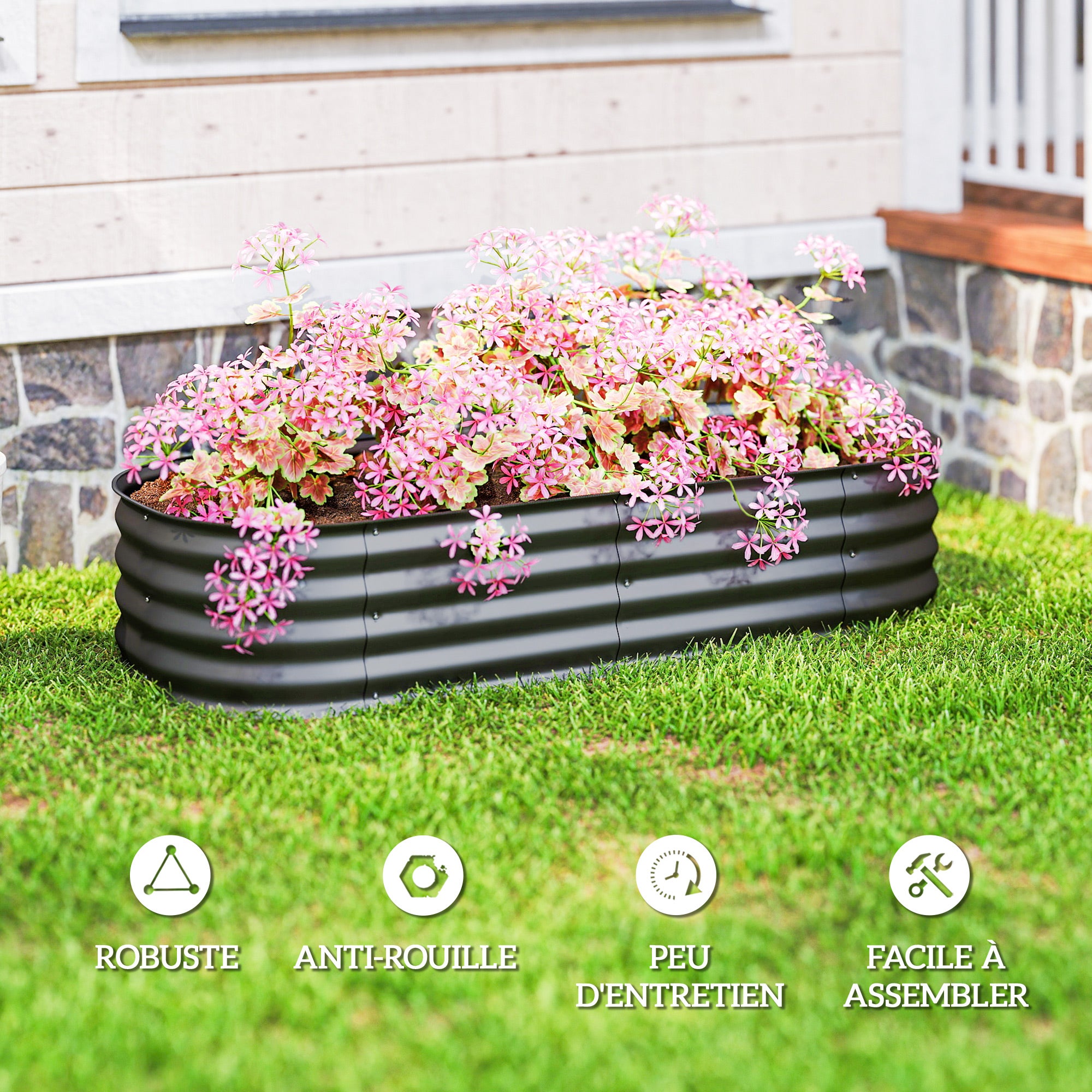 Carré potager de jardin acier galvanisé Outsunny - 7