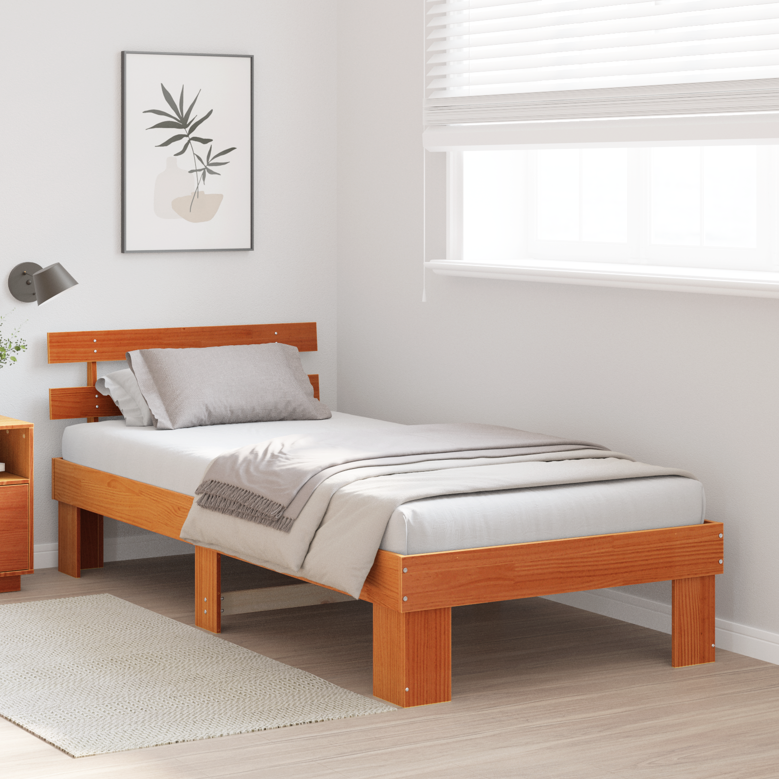 Ramka łóżka Woskowy Brąz 90 x 200 cm Lite drewno sosnowe vidaXL