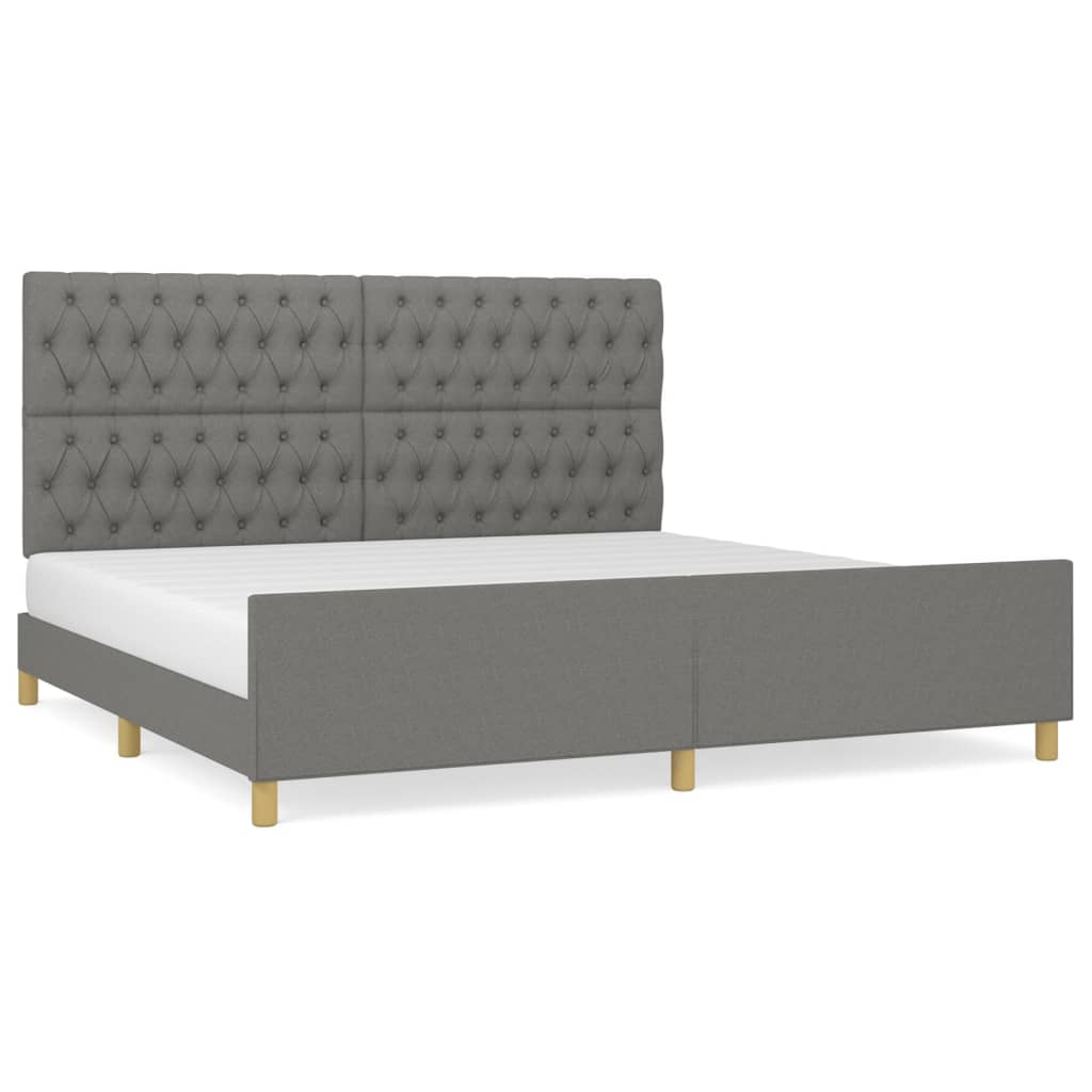 Cadre de lit sans matelas avec tête de lit en tissu pour la chambre, 200 × 200 cm - 2